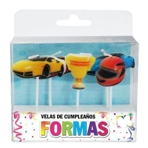 Vela set carrera de autos x 5 un.