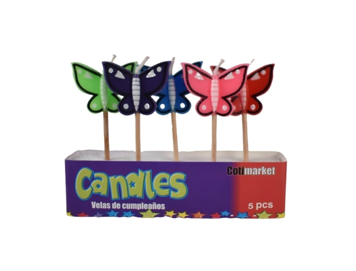 Vela set mariposa x 6 un.
